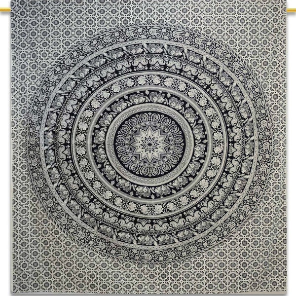 Black and White Elephant Tapestry Etsy