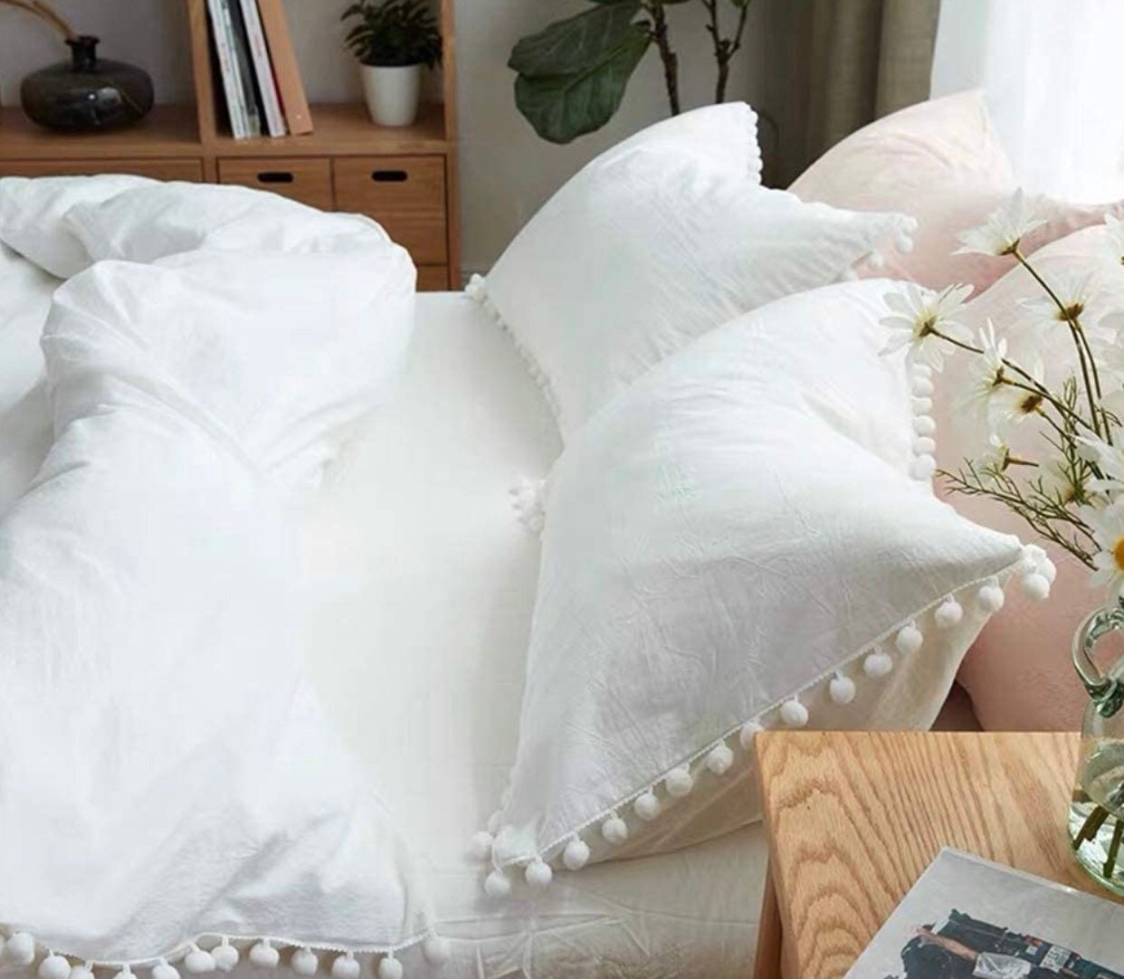 Pom poms Fringe Doona Duvet Cover Queen White Comforter Hippie Etsy