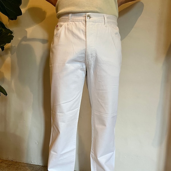 Original 1960s vintage men's white cotton twill trousers/ jeans