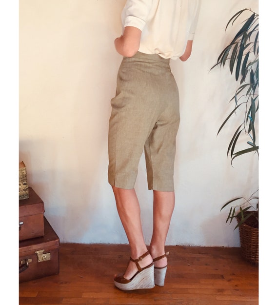 Chic 1950s pistacchio green cotton high waisted ta