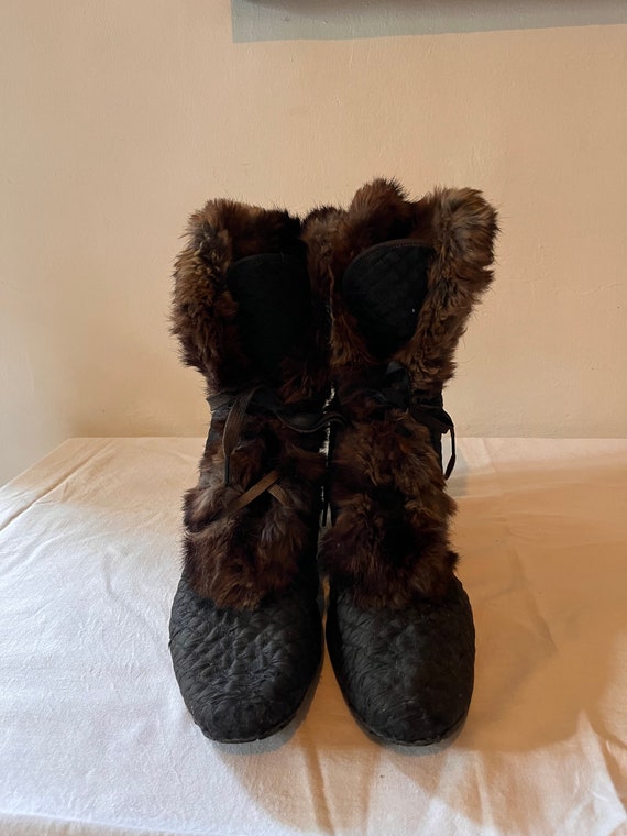 Exquisite antique black Edwardian booties slipper… - image 2