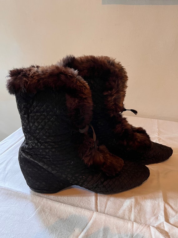 Exquisite antique black Edwardian booties slipper… - image 6