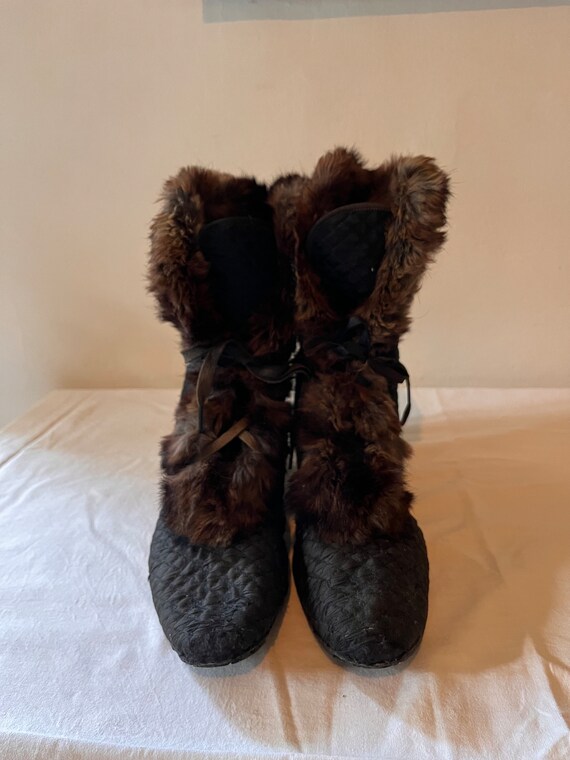 Exquisite antique black Edwardian booties slipper… - image 4