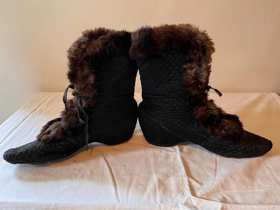 Exquisite antique black Edwardian booties slipper… - image 7