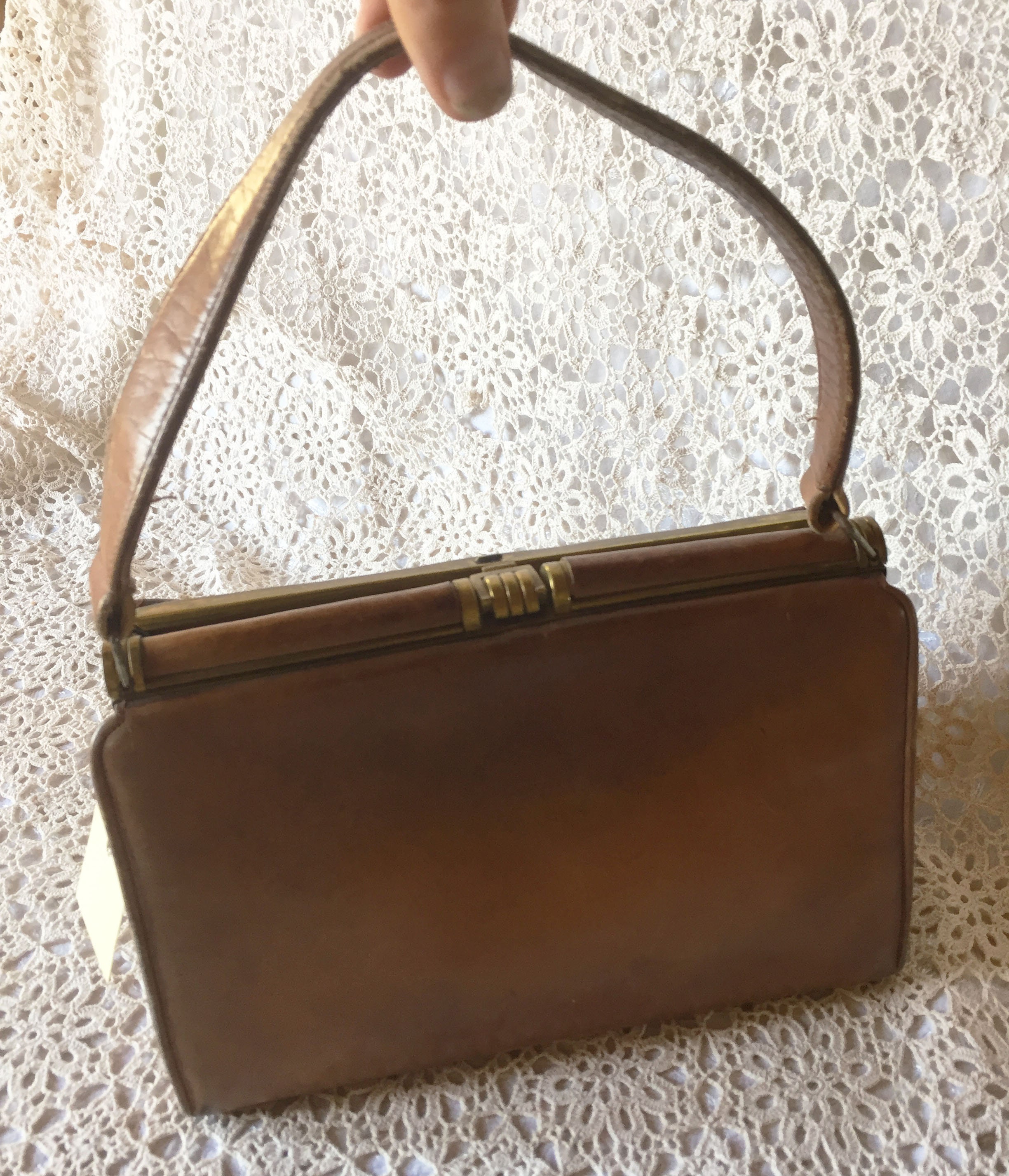 1940s Lederer Russell & Bromley Deep Fawn Brown Vintage Handbag Purse ...