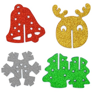 Fun Theme and Can-be-Assembled for Table Decoration, Metallic shimmering Double-Sided Felt Coasters, Set of 4 (Holiday)