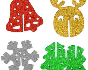 Fun Theme and Can-be-Assembled for Table Decoration, Metallic shimmering Double-Sided Felt Coasters, Set of 4 (Holiday)