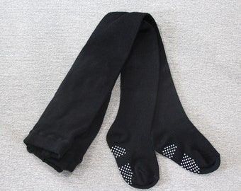 Made in Japan | Kids Black Tights with Non-Slip Soles | High-Quality Children's Legwear | Perfect for Gift