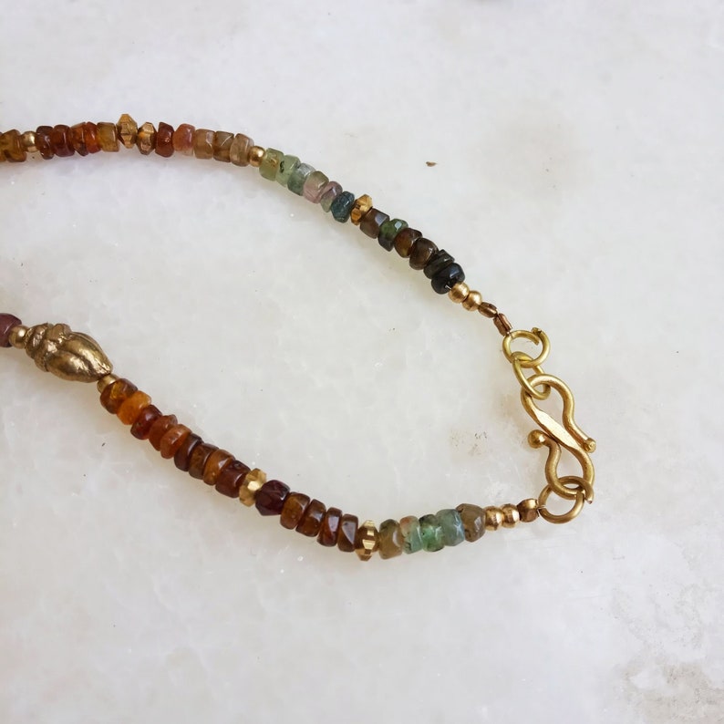 multi color Tourmaline BOHO short beaded necklace