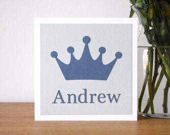 Congratulations on your New Baby Card, New Baby Boy Card, Little Prince, New Addition to the family, Blue Crown