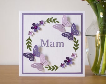 Butterfly Mum Card, Handmade Mothers Day Cards for Mam, Floral Mothers Day Cards, Personalised Mum Card, Mothers Day card, Mum keepsake card