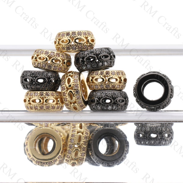 Big Hole CZ Micro Pave Spacer Beads