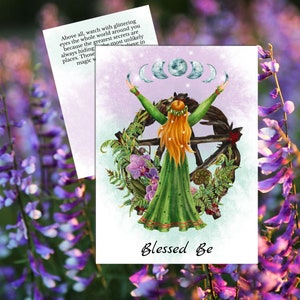 Editable Moon Phase Green Witch Card Template | Printable Greeting Card | Edit with Templett | Instant Download