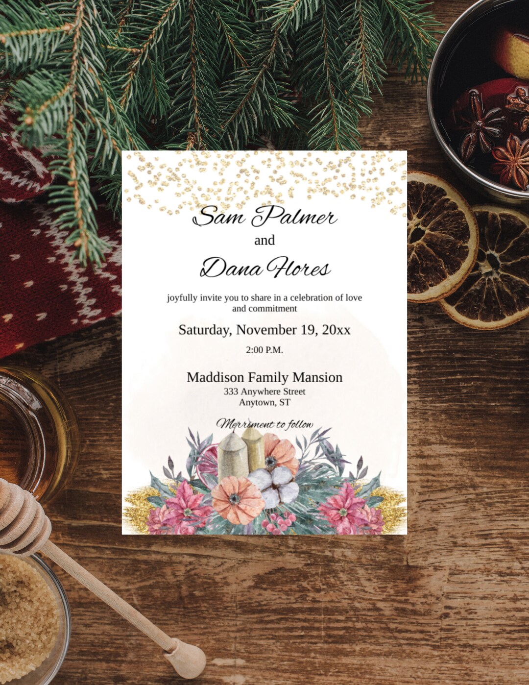 Cotton & Candles Wedding Invitation Template Printable Wedding