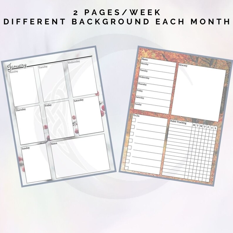 Monthly Themes Planner Printable, Letter Sized Pages (8.5 X 11