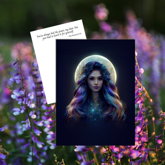 Moon Goddess 2 Card Template Printable Greeting Card Edit - Etsy
