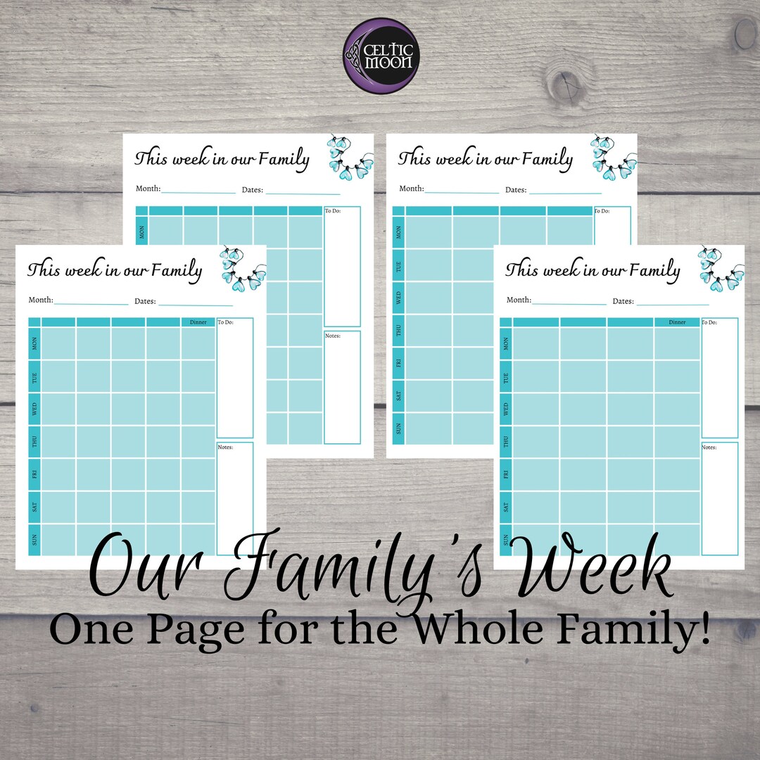 Our Family's Week Planner Printable, Letter Sized Pages (8.5 X 11 ...