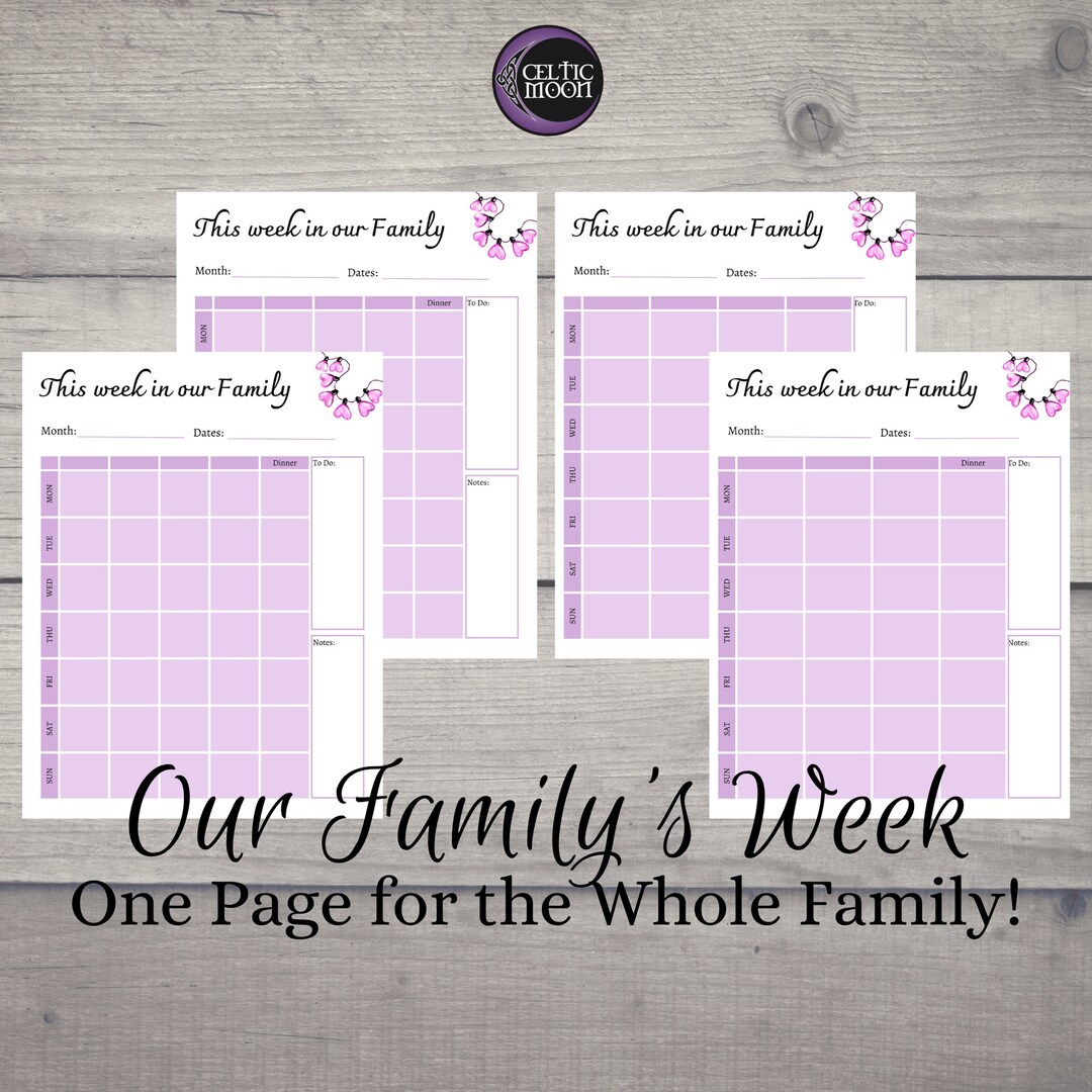 Our Family's Week Planner Printable, Letter Sized Pages (8.5 X 11 ...