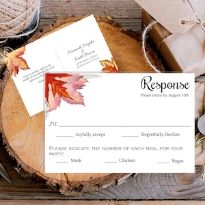 Autumn Leaves Wedding RSVP Template | Printable Wedding Save the Date | Edit with Templett | Instant Download