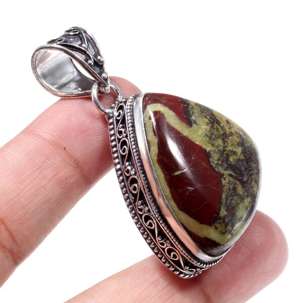 Dragon Bloodstone Gemstone Jewelry 925 Sterling Silver Pendant Vintage Pendant, Handmade Gift for mother, gift for her CC 1490