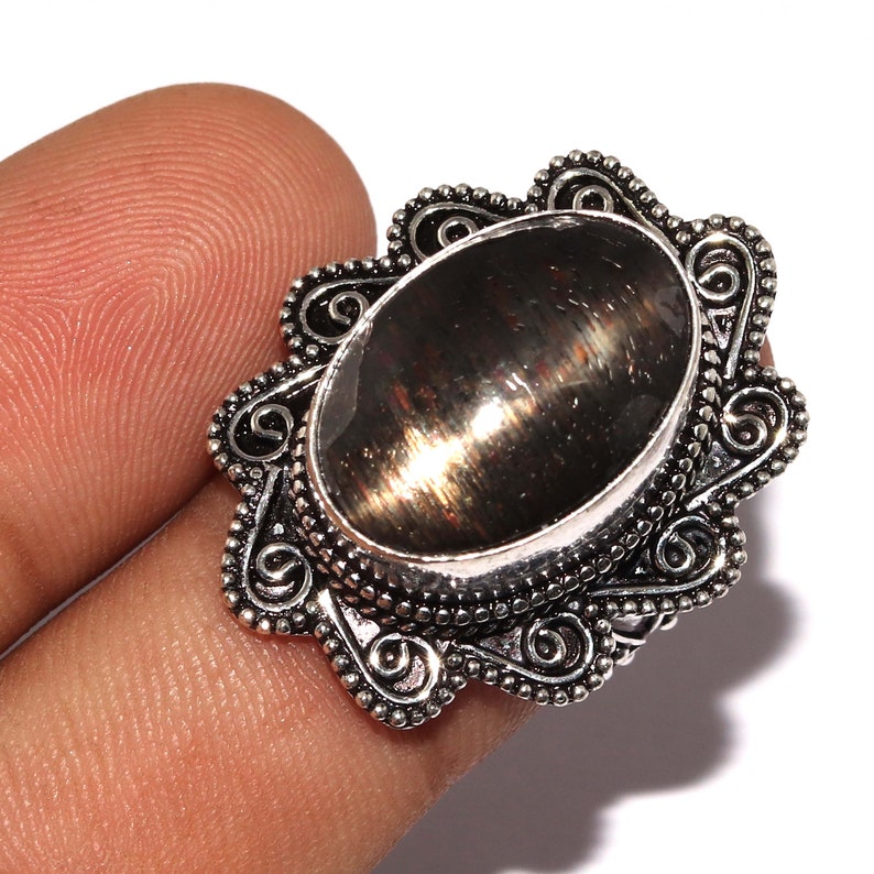 Natural Golden Star Sapphire Antique Style Setting 925 Sterling Silver Ring Jewelry Ring Size 8.5 US Jewelry Best Gift AA 3489