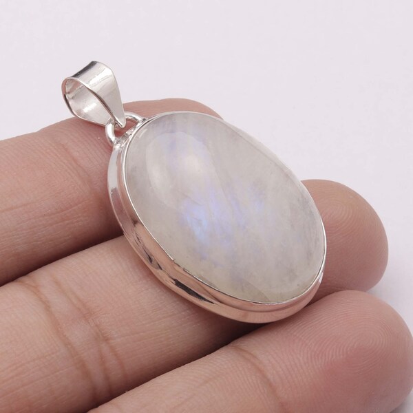 Natural Rainbow Moonstone   Pendant \ Necklace  Handmade 925 Sterling Silver Pendant Jewelry Best Gift  H 17