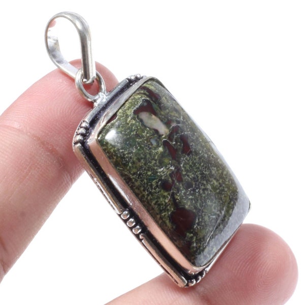 Dragon Blood Jasper Gemstone Jewelry 925 Sterling Silver Pendant Dragon Jasper Pendant Jewelry Handmade Gift for mother gift for her CC 3206
