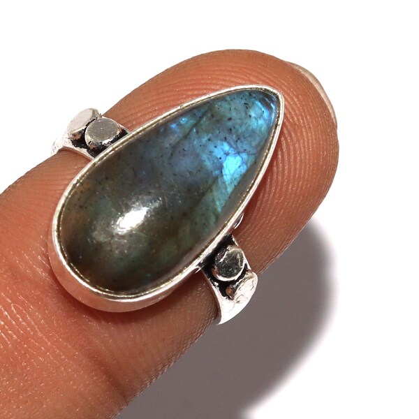 Fiery Labradorite Handmade 925 Sterling Silver Ring Jewelry Size 7 US Jewelry AA 2188