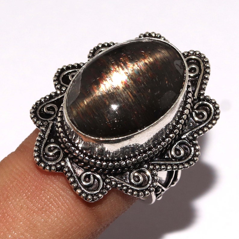Natural Golden Star Sapphire Antique Style Setting 925 Sterling Silver Ring Jewelry Ring Size 8.5 US Jewelry Best Gift AA 3489