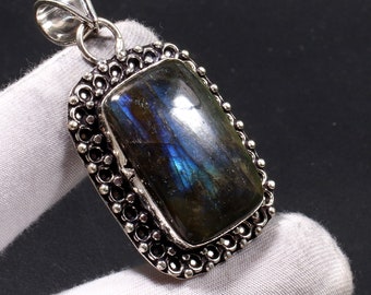 Labradorite  Gemstone Jewelry 925 Sterling Silver Pendant Labradorite Necklace Handmade Gift for mother, gift for her TT 839