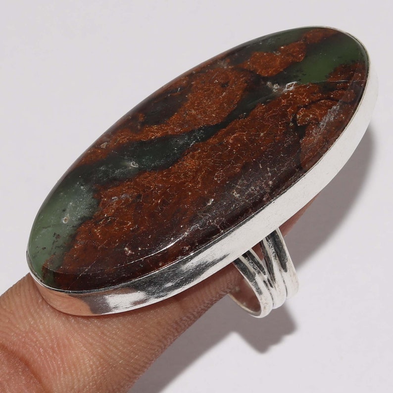 Natural Chrysoprase Handmade 925 silver Plated Ring Jewelry Size 10.5 US Jewelry P 8584