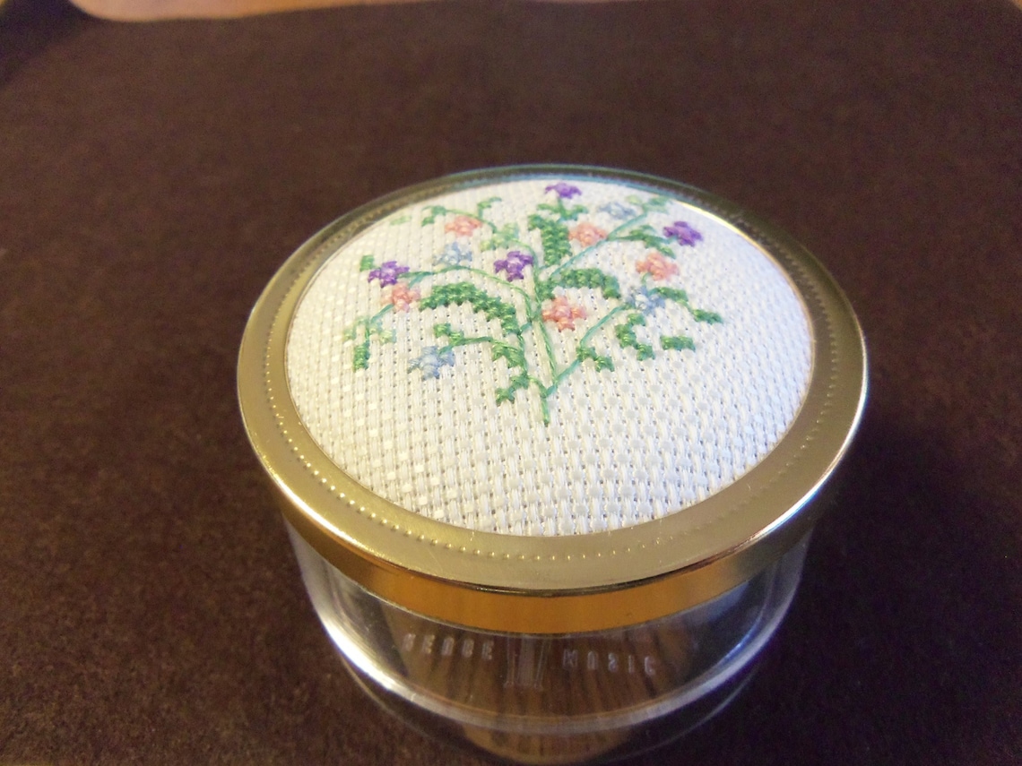 Completed counted cross stitch on music box | Etsy