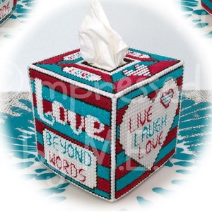LIVE LAUGH LOVE Plastikhülle für Taschentücherbox (Pdf Muster, sofortiger digitaler Download)