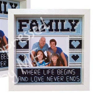 FAMILY Motto Heart Photo Frame Plastic Canvas Pattern (PDF Pattern for instant digital download)