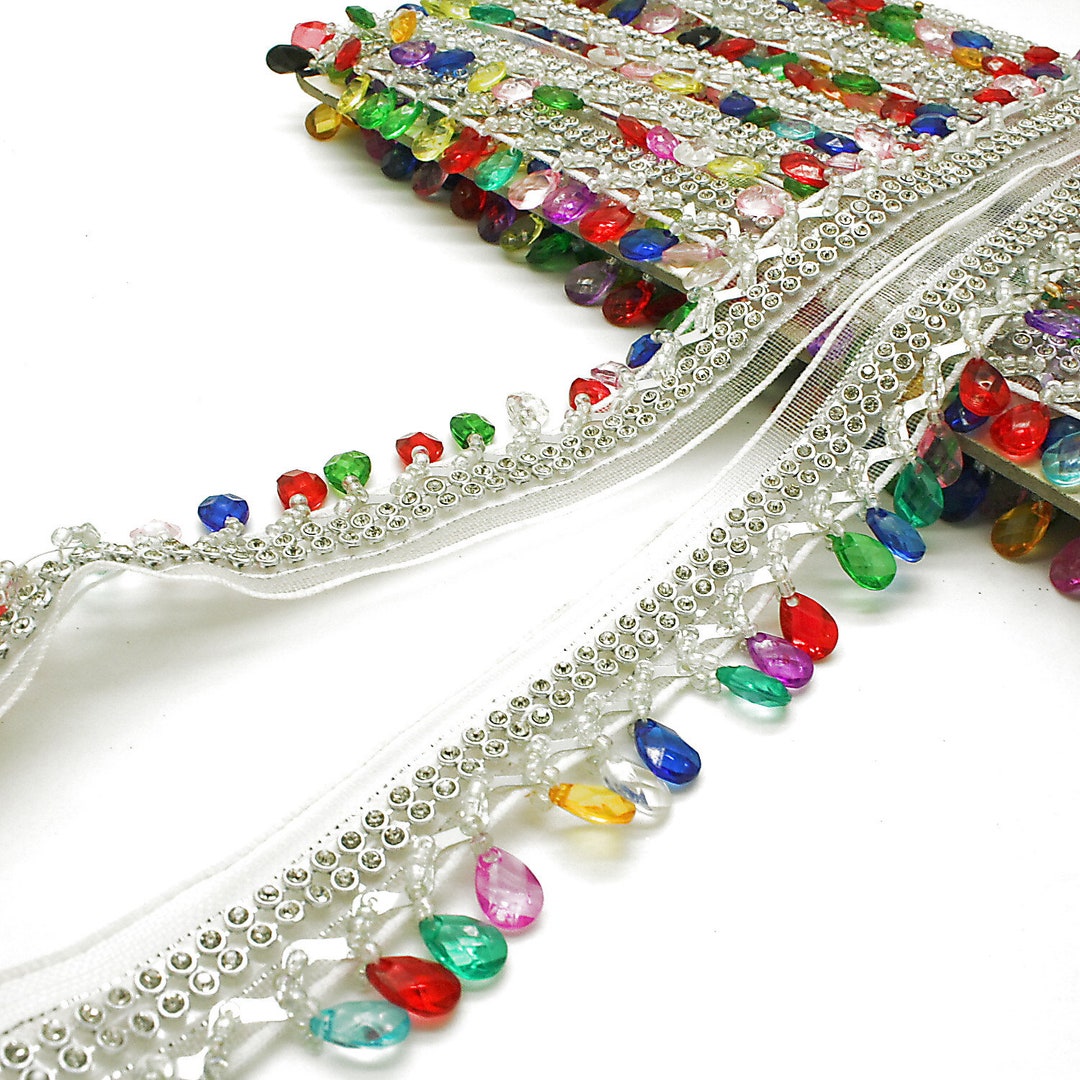 Multicolor Rhimestone Fringe MULTI-COLOR RHINESTONE Fringe Trim - Etsy