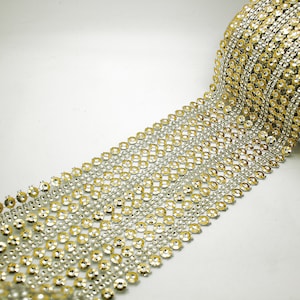 SILVER GOLD RHINESTONE effect mesh trim gold silver trim