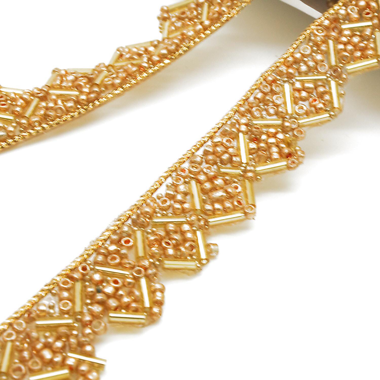 GOLD BEADED EDGING Trim Gold Beaded Trim Gold Bead Trim Gold Trim - Etsy
