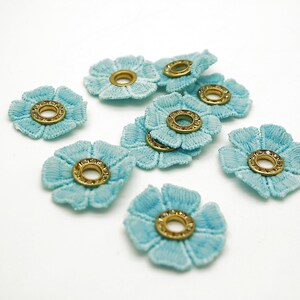10 BLAUE BLUMEN Applikation, Motiv-Patch