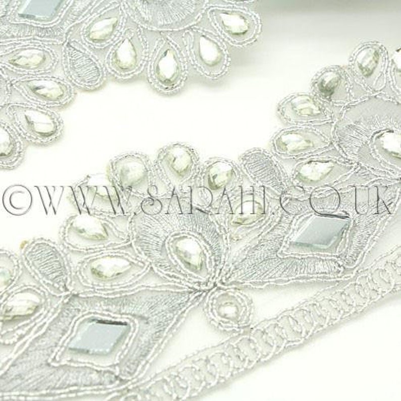 SILVER MIRROR PEARL beaded trim,trimming,costume,sequin edging,stones,beads,fashion,crafts,sewing,embellishment,decoration