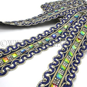 BLAUE MULTICOLOR STRASS Zierleiste