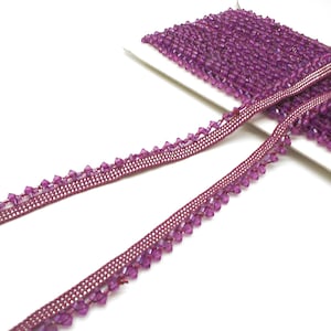 PURPLE  beaded FRINGE SEQUIN trim purple fringe