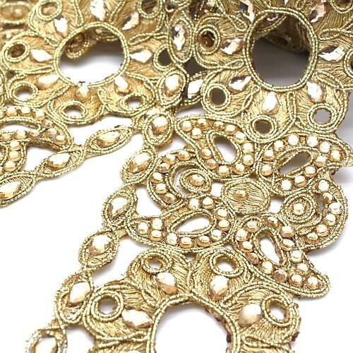 GOLD RHINESTONE FABRIC Trim Etsy