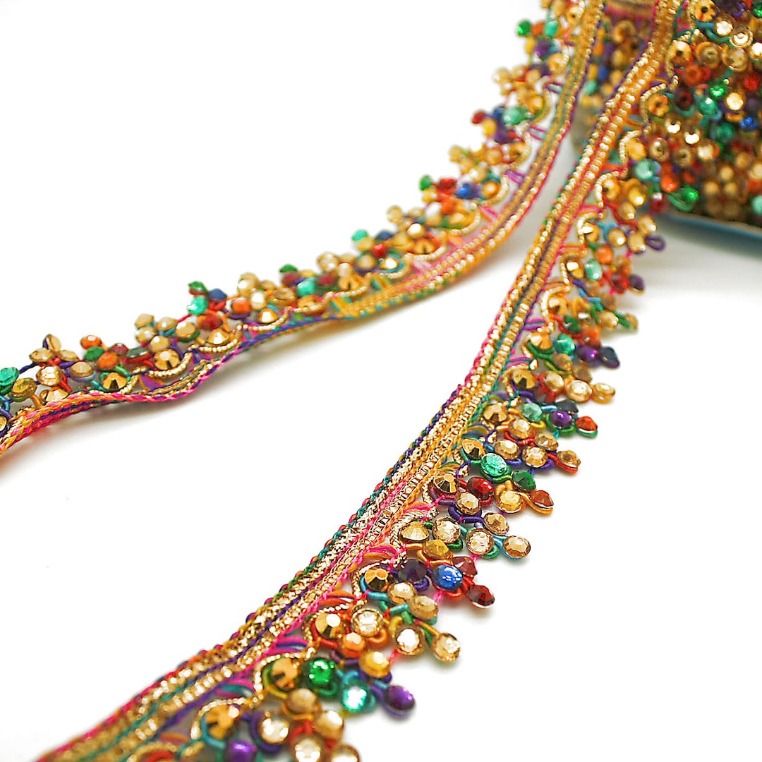 Multicolor Rhimestone Fringe MULTICOLOR Rhinestone Trim - Etsy