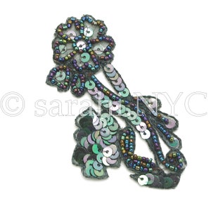 GRAUBLUME Pailletten-Perlenapplikation, Motiv Gunmetal