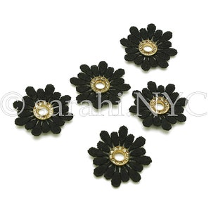 5 SCHWARZ GOLDBLUMEN Applikation, Motiv-Patch