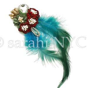 Aplique de pluma de pavo real turquesa, motivo