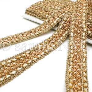 GOLD RHINESTONE trim with rhinestone bead trim