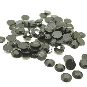 BLACK Flat Back Acrylic circle Rhinestones 50 pieces