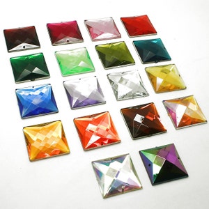 30 mm carré dos plat acrylique rectangle bijoux pierres précieuses strass