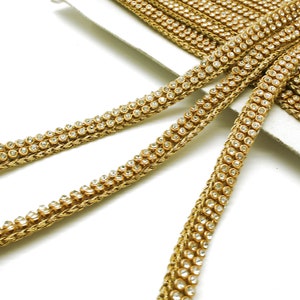 GOLD CRYSTAL trim beaded trim with stones gold trim